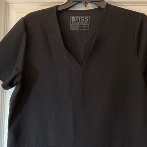 Figs Black V-Neck Medical Top - Minimalist Design
